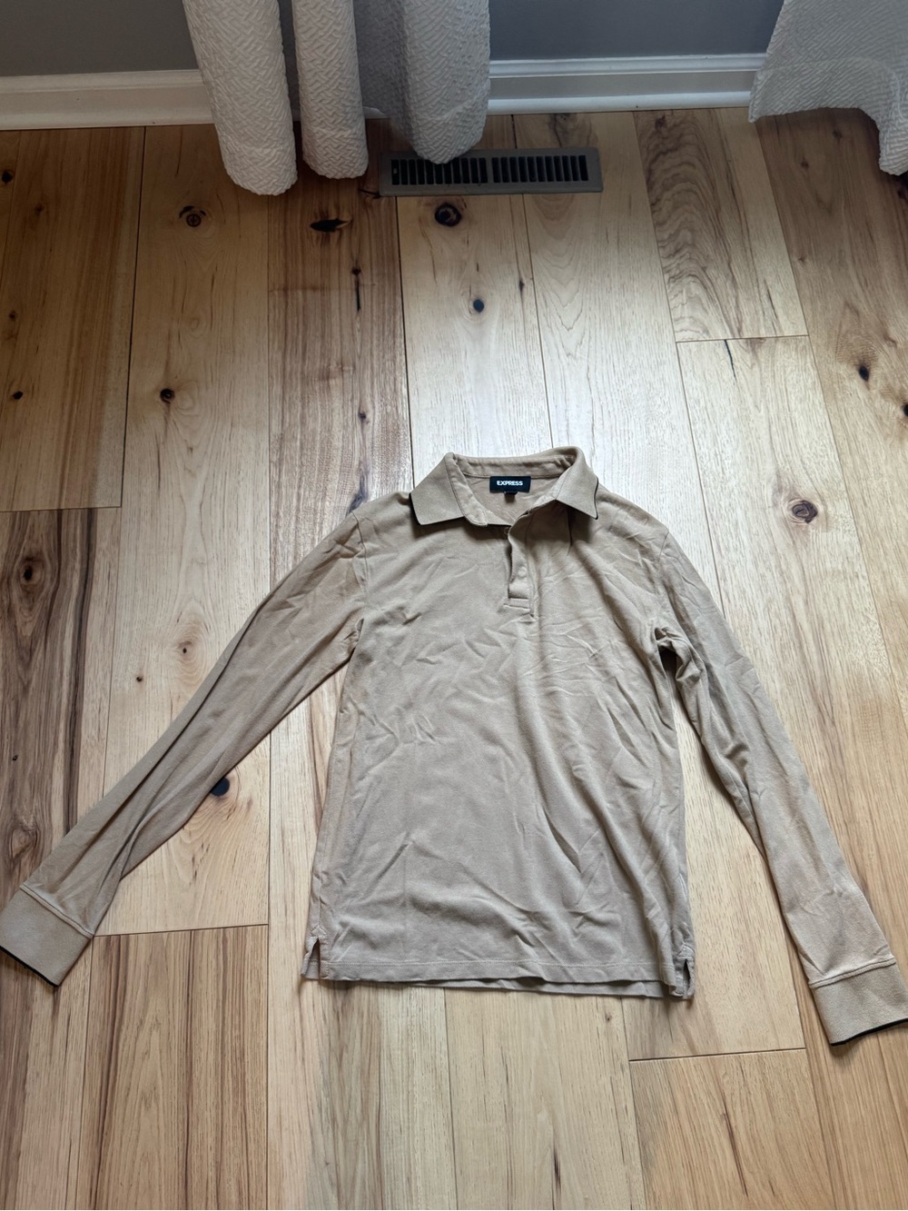 Express Men's Long-Sleeve Polo in Tan